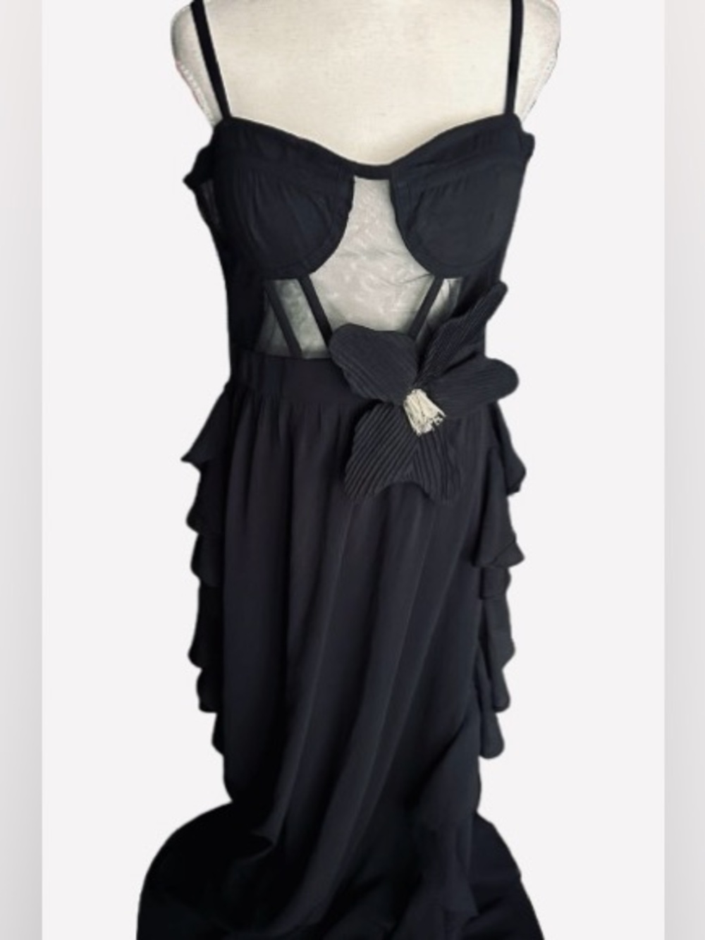 Incredible!!! Sheer Corset PatBo Gown Dress Formal Corset Illusion Floral Large